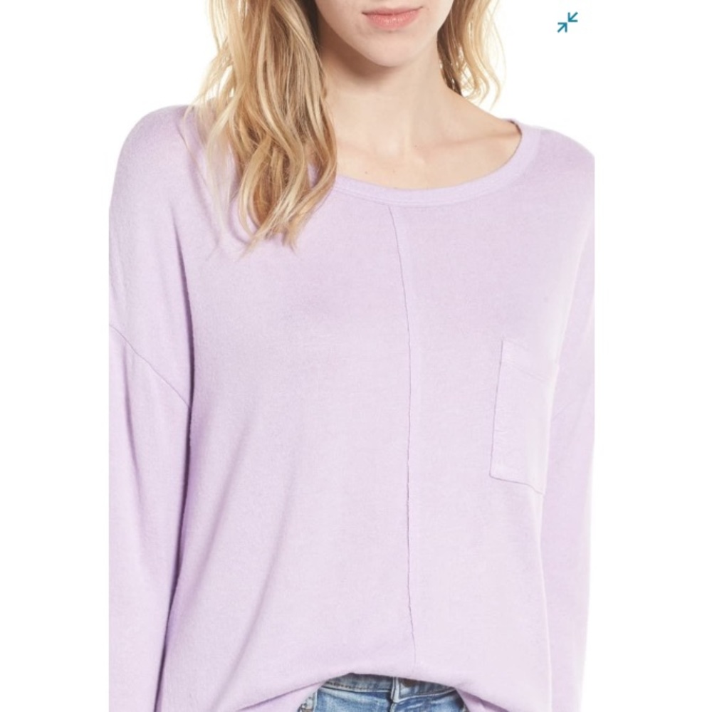 NEW Caslon Lilac Long-sleeved Cozy Pocket Top Size Small